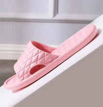 Pink quilted slide shower slipper with open toe