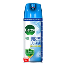 Dettol disinfectant spray bottle, blue 450 ml canister with green label