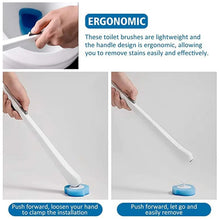 Lightweight toilet brush with white handle and blue ergonomic sponge base