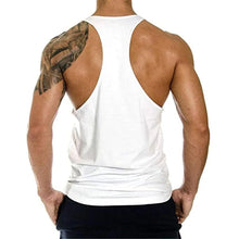 Men's white racerback tank top, plain back view