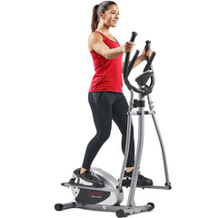 Máquina elíptica magnética Sunny Health &amp; Fitness, máquina de entrenamiento corporal completo con monitor LCD y agarres para medir el pulso, equipo de cardio para el hogar, SF-E905