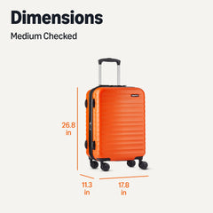 Maleta rígida con ruedas Amazon Basics de 26 pulgadas (68 cm), ABS, color naranja