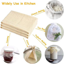 Unbleached cheesecloth stack with cheese making, tea bag, and yogurt icons