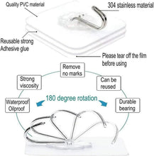 Clear adhesive wall hook with stainless U-shaped hook and transparent mounting base