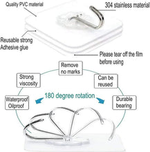 Clear adhesive wall hook with stainless U-shaped metal hook and circular backing
