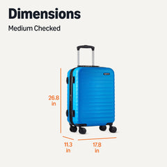Maleta rígida con ruedas Amazon Basics de 26 pulgadas (68 cm), material: ABS, color azul claro
