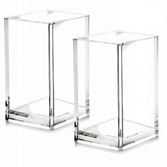 Cerpourt - Juego de 2 portalápices de acrílico transparente, soporte para accesorios de escritorio, organizador de brochas de maquillaje, diseño moderno, organizador de escritorio para oficina, escuela, hogar, 2,6 x 2,6 x 4 pulgadas
