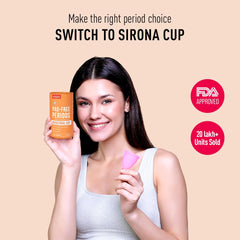 Sirona Reusable Menstrual Cup for Women with Pouch | Ultra Soft Odour & Rash Free | 100% Medical Grade Silicone | No Leakage | Protection for Up to 8-10 Hours | US FDA Registered - Medium (Pack of 1)