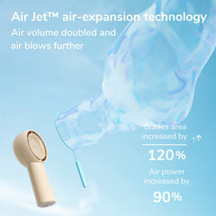 JISULIFE Handheld Turbo Fan [16H Max Cooling Time] Mini Portable, 4000mAh USB Rechargeable Personal, Battery Operated Small Pocket Fan with 5 Speeds for Travel/Outdoor/Home/Office - Brown