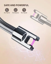 Black arc lighter with side switch and visible LED glow at the nozzle