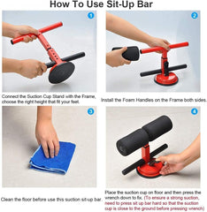 SILENCIO Sit-Up Bar With Foam Handle and Rubber Suction Seat Up Fitness Equipment Sit-ups and Push-ups Assistant Device For Weight Lose Gym Workout Abdominal Curl Exercise Work Out Trainer (Pack of 1)