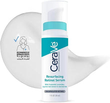 CeraVe Resurfacing Retinol Serum bottle with teal label, white cap, 30 ml