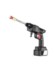 Black high-pressure car wash water gun with long spray wand and red trigger