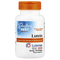Lutein supplement bottle with orange cap and blue Doctor's Best label