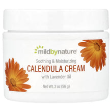 Mild By Nature Calendula Cream jar, white lid and soothing moisturizing label