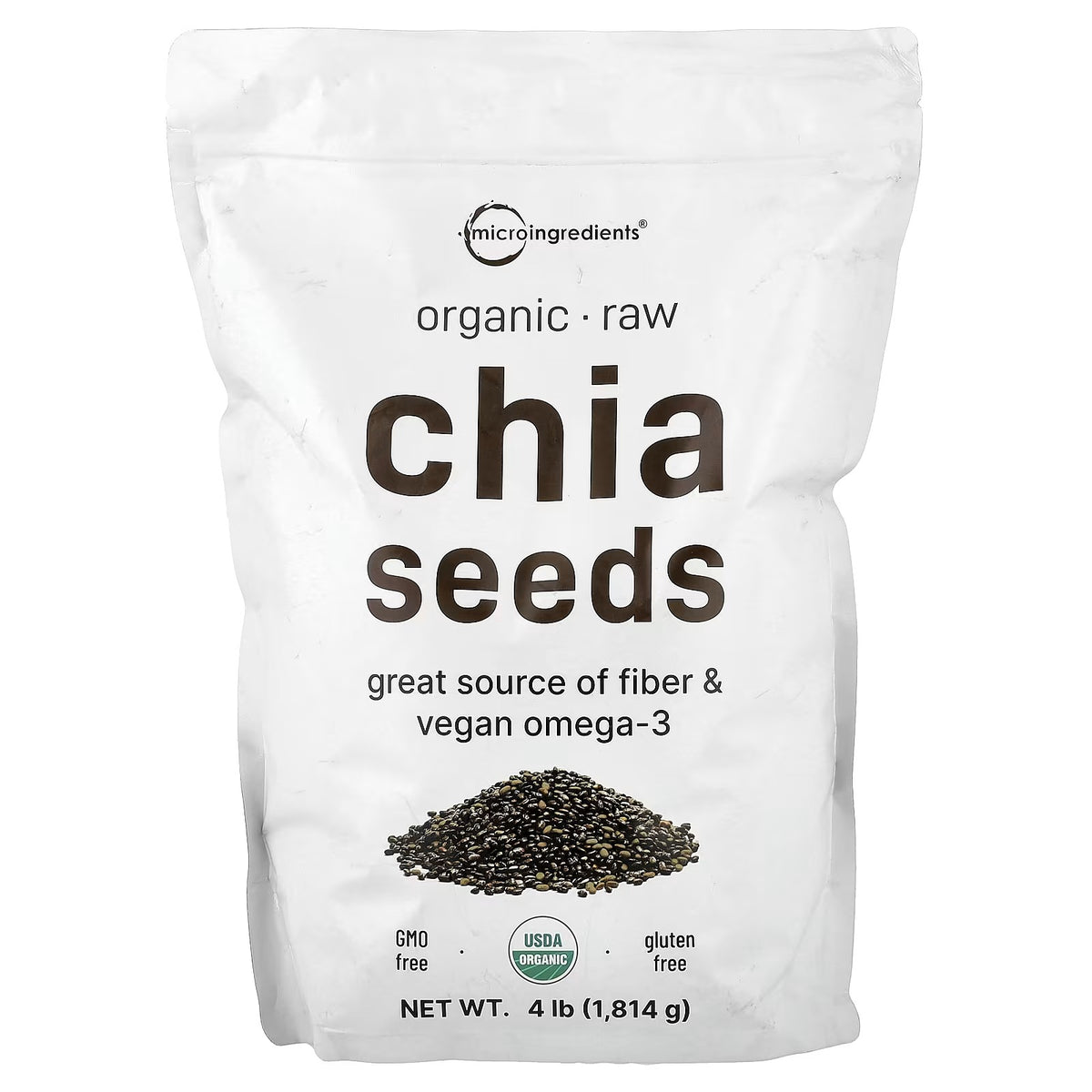Micro Ingredients, Organic Chia Seeds, Raw, 1,814 g (4 lb)