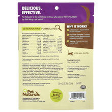 Pet Naturals Daily Multi cat chew supplement, back panel with ingredients and feeding directions