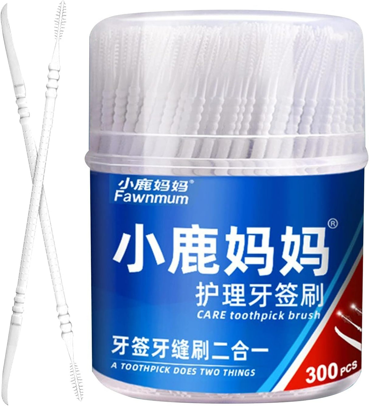 Labymos 300pcs Toothpick 2-In-1 Dental Floss Picks High Toughness Interdental Brush Teeth Stick Tools Professional Toothpicks Sticks with Portable Case Dental Picks Perfect for Adults and Kids