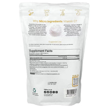 Vitamin C powder bag back with supplement facts and barcode label