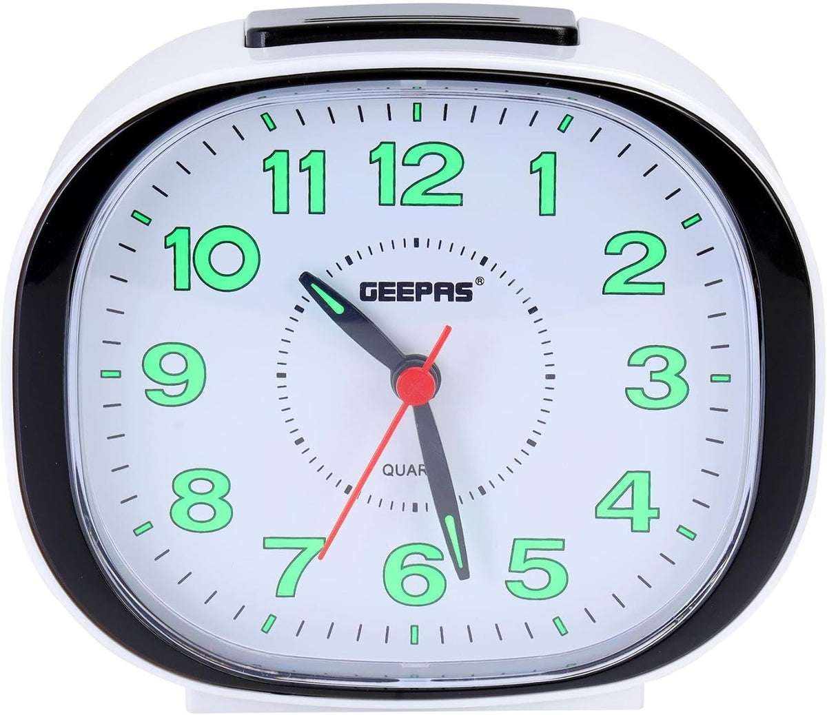 Geepas GWC26018 Bell Alarm Clock | Small Battery Operated | Analog Alarm Clock, Silent Non-Ticking, Ascending Beep Sounds, Snooze, Light Functions | Ideal for Study Room, Bed Room & More