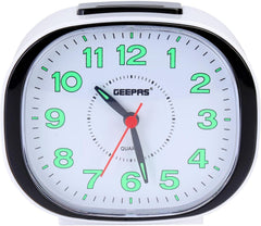 Geepas GWC26018 Bell Alarm Clock | Small Battery Operated | Analog Alarm Clock, Silent Non-Ticking, Ascending Beep Sounds, Snooze, Light Functions | Ideal for Study Room, Bed Room & More