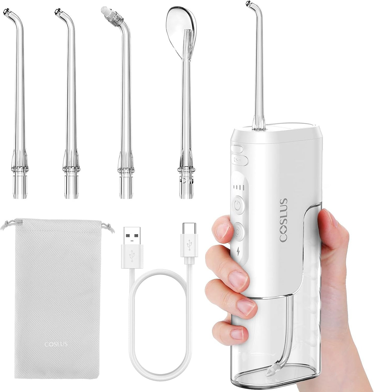 COSLUS Mini T40 Portable Water Flosser for Travel, Portable Compact Design
