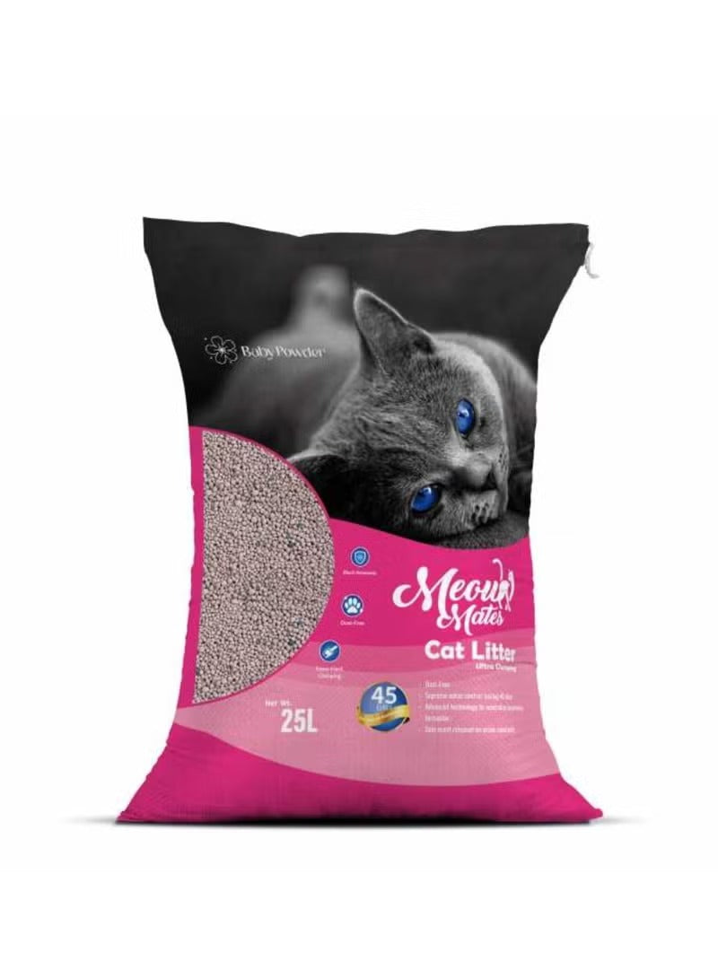 Meow Mates Bentonite Cat Litter - Baby Powder Scent 25L/20kg