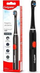 Colgate Proclinical 150 Charcoal Battery Powered Toothbrush, Electric Toothbrush with Soft Bristles and Strong Strokes, 5x Plaque Removal vs Manual Toothbrush (With Replaceable Brush Head, Batteries