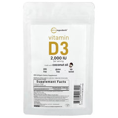 Micro Ingredients, Vitamin D3, 5,000 IU, 500 Softgels