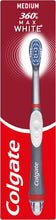 Medium bristle whitening sonic toothbrush with blue bristle head on silver handle