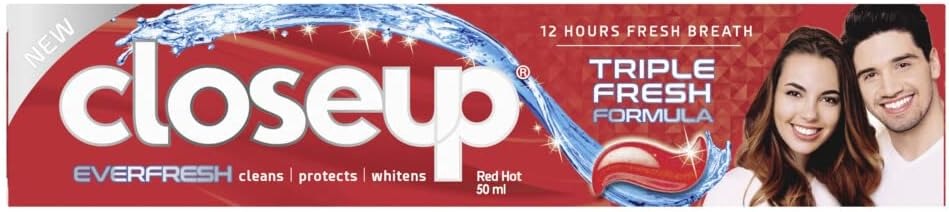 Closeup Ever Fresh Gel Toothpaste box, Red Hot flavor, 50 ml