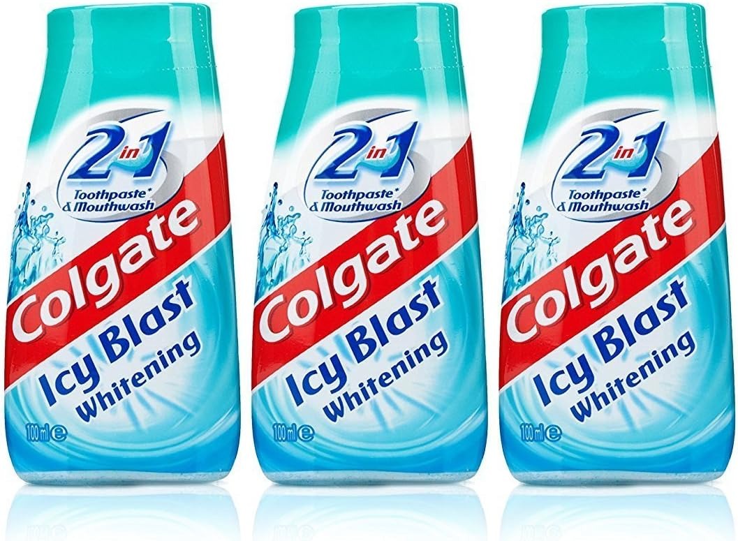Colgate 3X 2 in 1 Toothpaste & Mouthwash ICY Blast Whitening 100ml Travel Size
