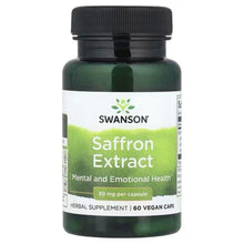 Swanson Saffron Extract supplement bottle with front label, 30 mg vegan capsules