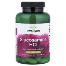 Swanson Glucosamine HCl bottle with front label, purple graphic, and black cap
