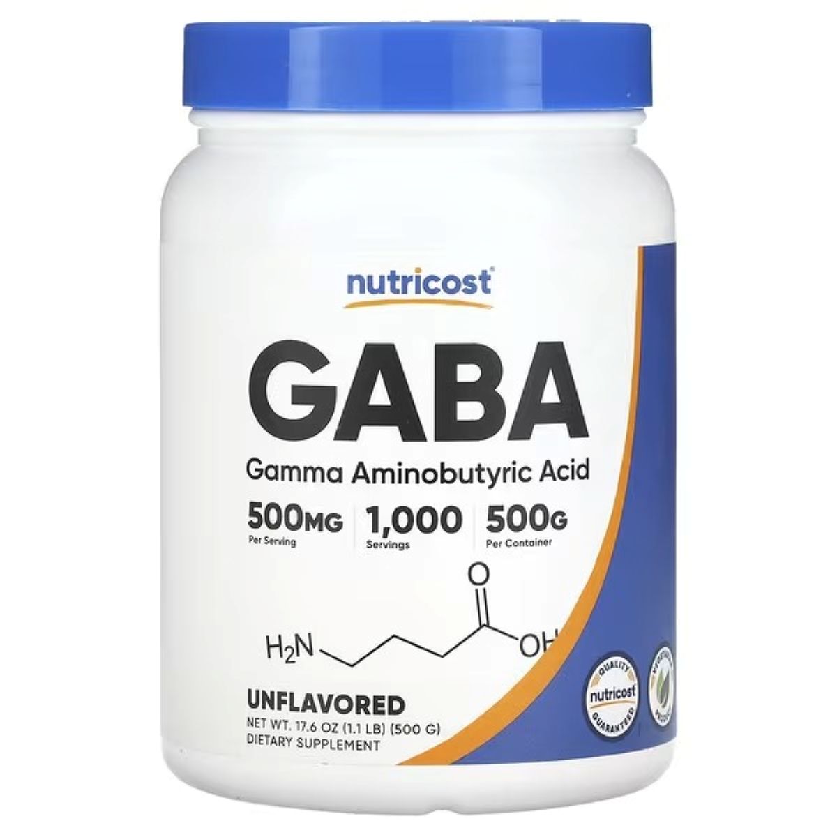 Nutricost GABA Powder Unflavored 500 g (17.6 oz) | Relaxation & Nervous System Support
