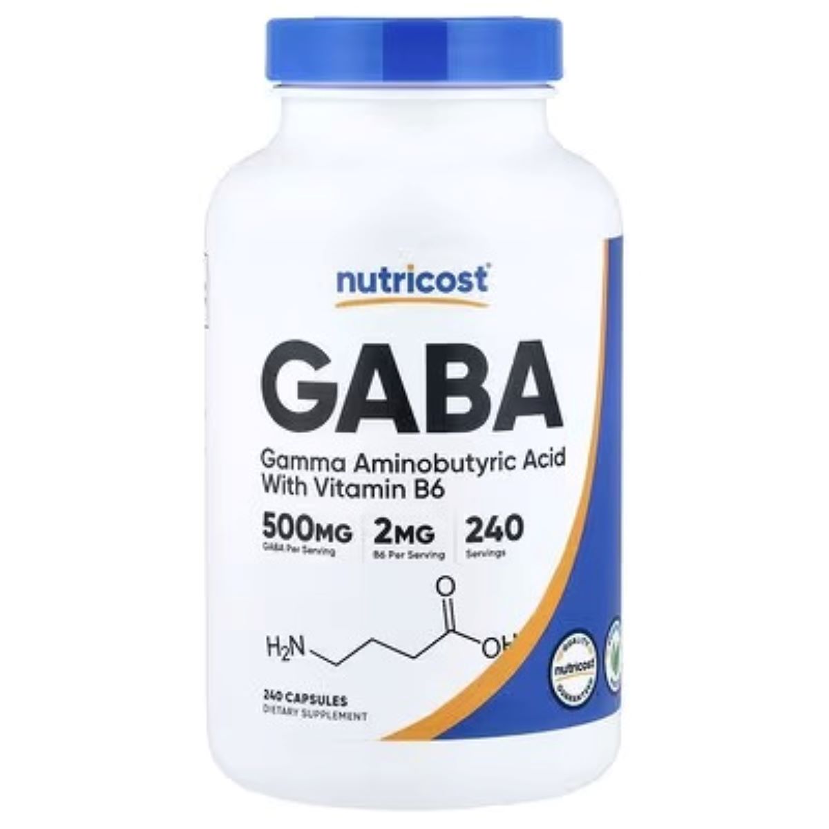 Nutricost GABA with Vitamin B6 500mg – 240 Capsules | Neurotransmitter & Wellness Support Supplement