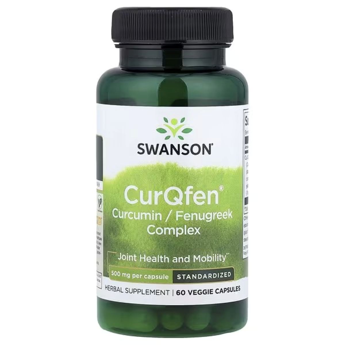 Swanson Vitamins CurQfen® Curcumin/Fenugreek Complex, Standardized, 500 mg, 60 Veggie Capsules