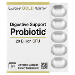 California Gold Nutrition Digestive Support Probiotic 20 Billion CFUs – Probiotic & Prebiotic Blend with Lactobacillus rhamnosus GG, 30 Veg Capsules