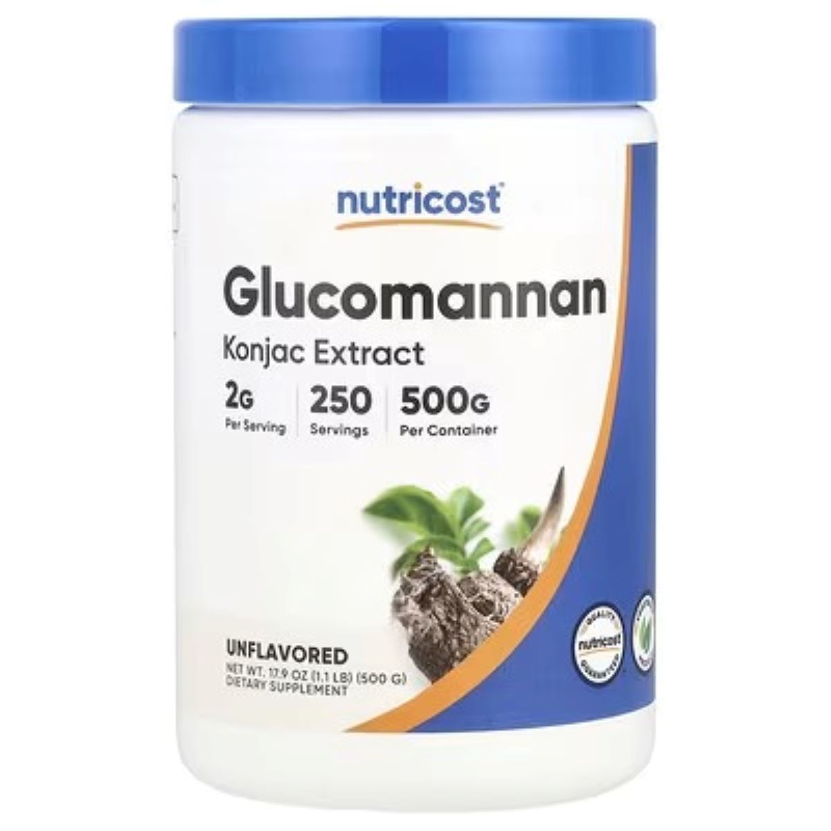 Nutricost Glucomannan Powder Unflavoured 500g (17.9 oz) | Dietary Fiber Supplement