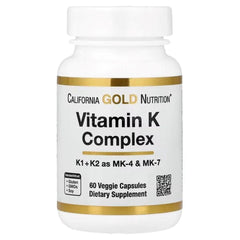 California Gold Nutrition Vitamin K Complex (K1 + K2 MK-4 & MK-7) – 60 Veg Capsules