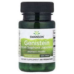 SWANSON Genistein vegan supplement bottle with front label, green capsules visible