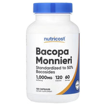 Nutricost Bacopa Monnieri supplement bottle with blue cap and front label
