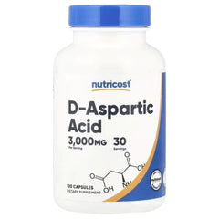 Nutricost D-Aspartic Acid – 120 Capsules, 750 mg per Capsule | High-Potency Amino Acid Supplement