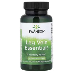 Leg Vein Essentials supplement bottle with black cap and SWANSON front label