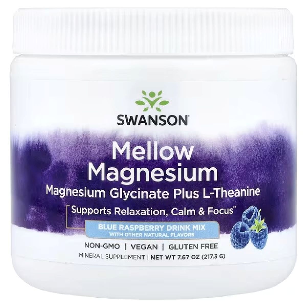 Swanson Vitamins Mellow Magnesium Drink Mix, Blue Raspberry, 7.67 oz (217.3 g)
