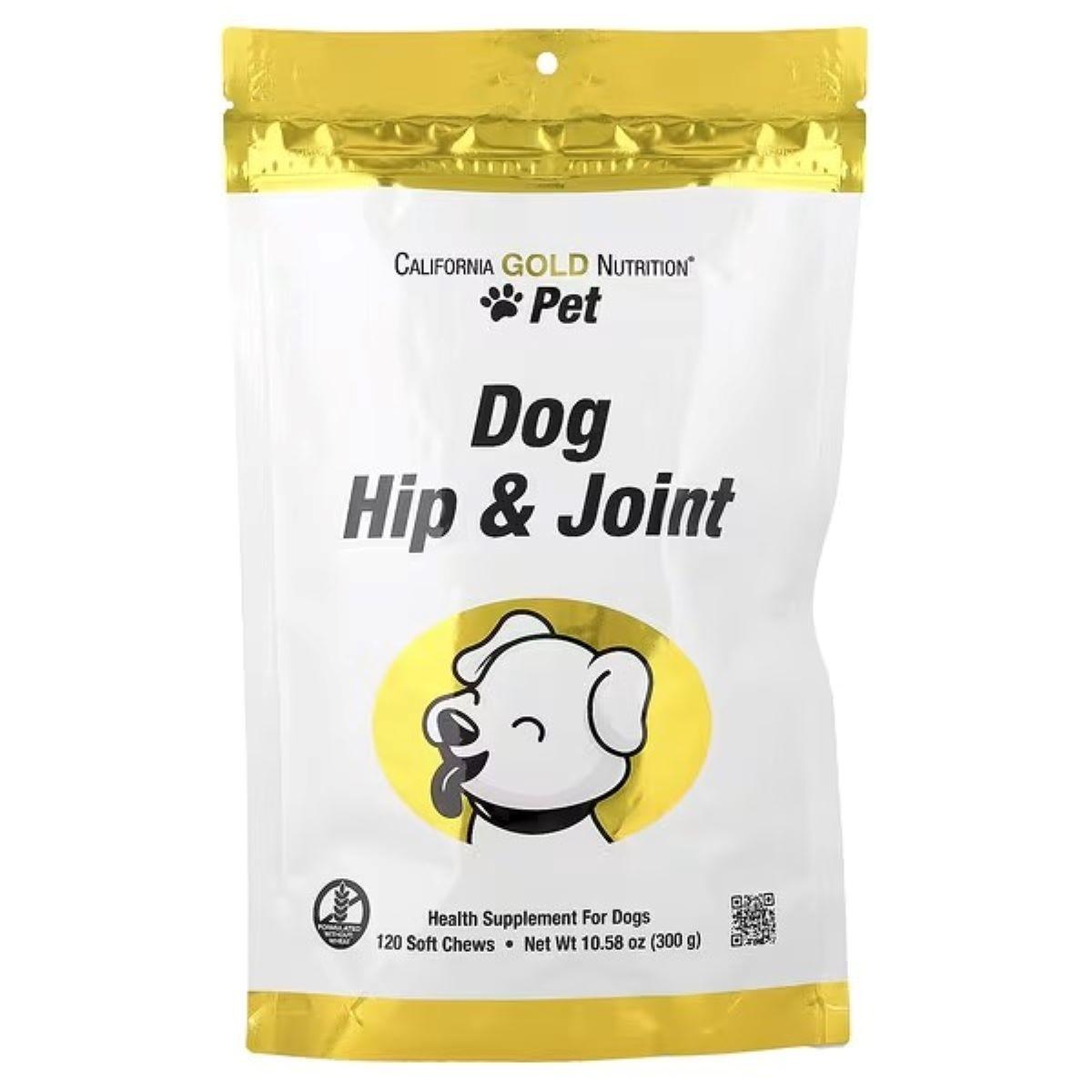 California Gold Nutrition Pet Dog Hip & Joint Support Soft Chews – 120 Soft Chews, 300 g (10.58 oz)