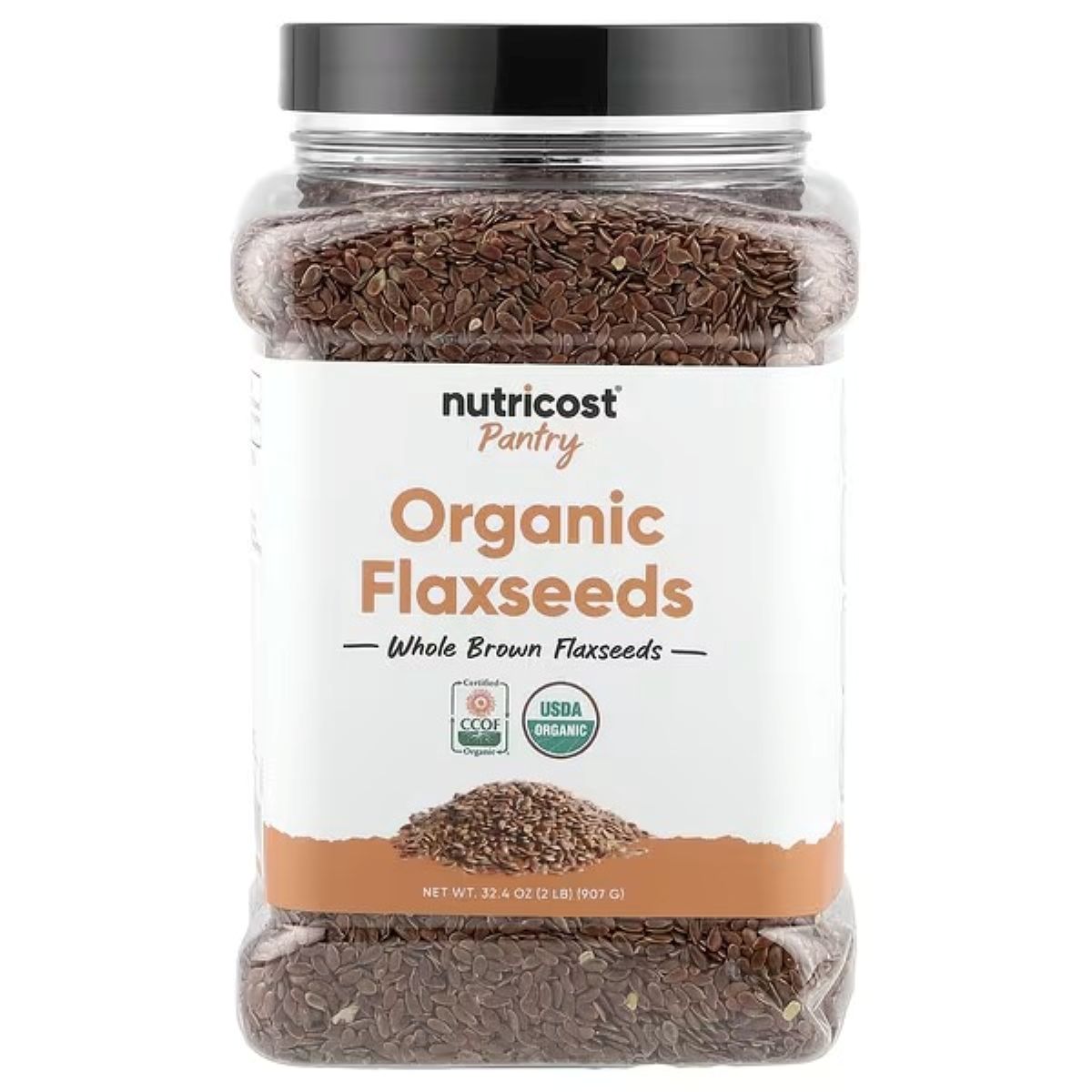 Nutricost Pantry Organic Flaxseeds, 32.4 oz (907 g) – Whole Organic Flax Seeds for Smoothies, Baking, Oatmeal & Everyday Cooking