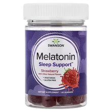 Melatonin gummies bottle with front label, strawberry flavor, 60 gummies