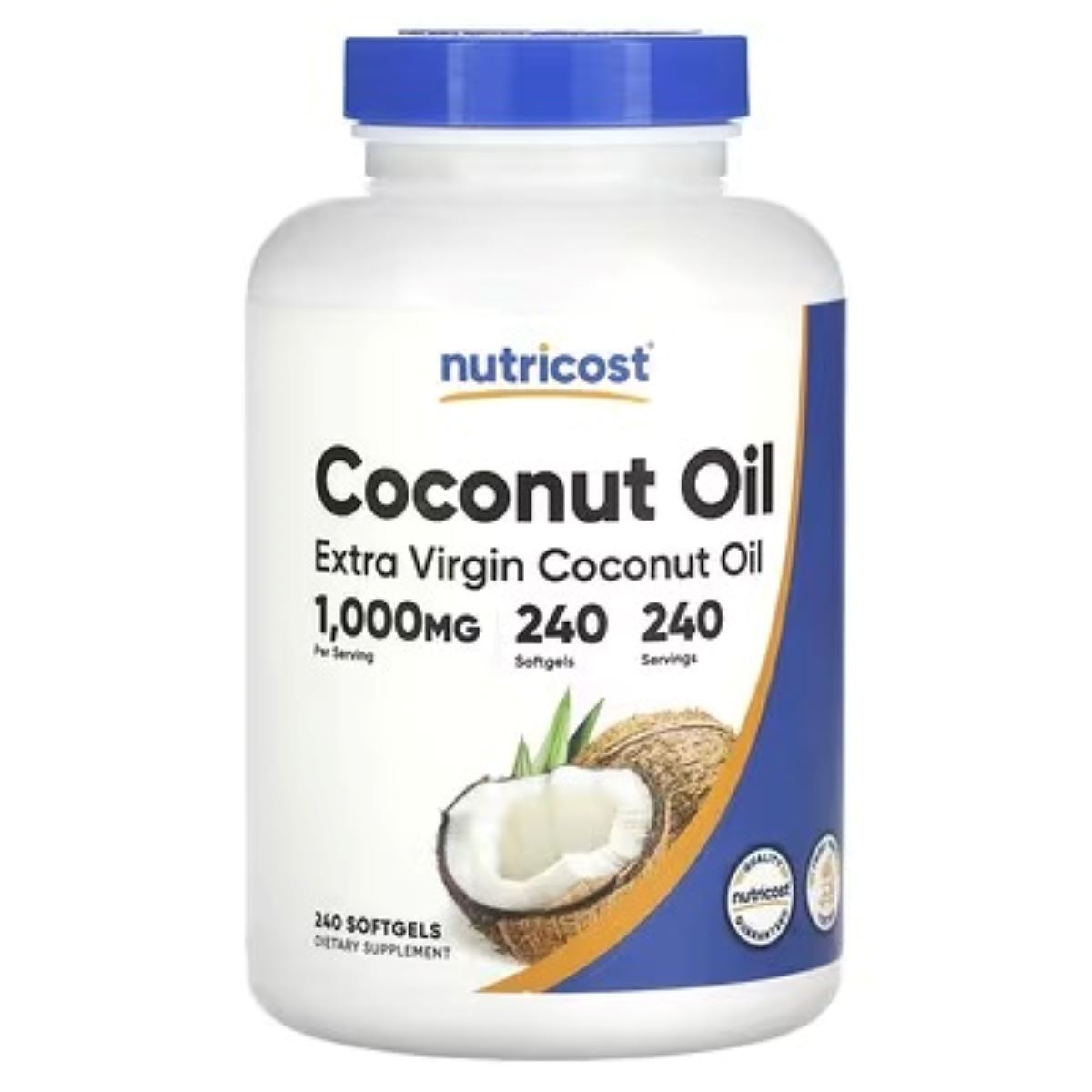 Nutricost Extra Virgin Coconut Oil 1000mg – 240 Capsules | Premium Coconut Oil Supplement