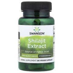 Swanson Vitamins Shilajit Extract Standardized 400mg – 60 Veggie Capsules | Premium Herbal Supplement